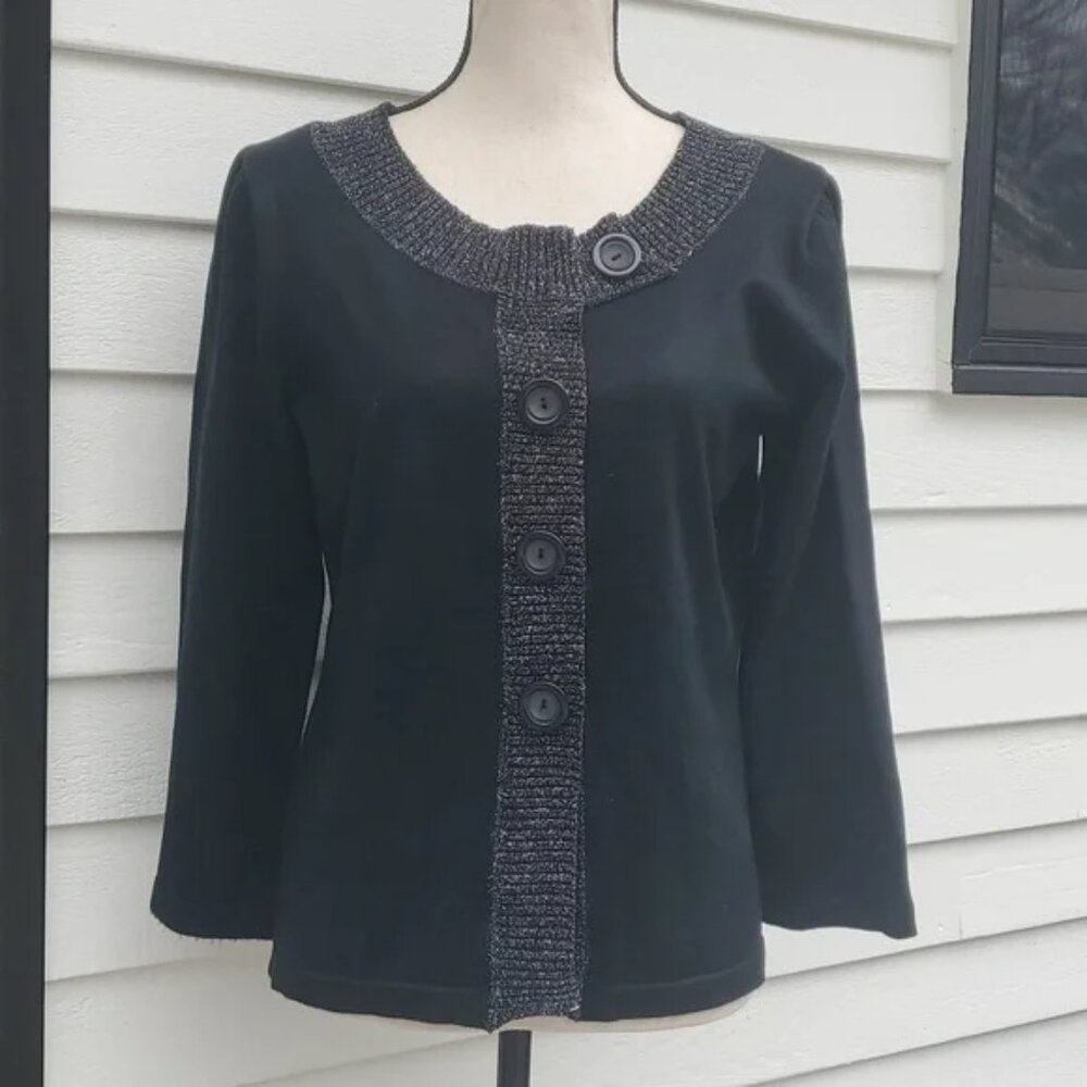 Belldini Sparkle Trim 3/4 Sleeve Cardigan | Belldini 3/4 Sleeve Cardigan Sweater